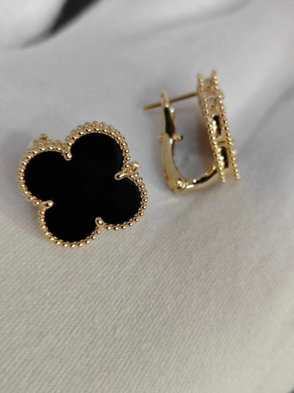 [Radiant Gem] CLOVER 20MM BLACK MOP EARRINGS