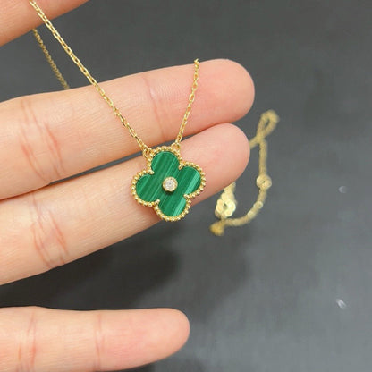 [Radiant Gem]¯CLOVER 15MM DIAMOND TURQUOISE NECKLACE