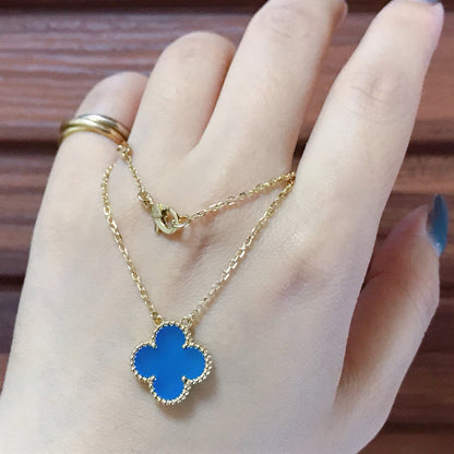 [Radiant Gem]¯CLOVER 15MM BLUE AGATE NECKLACE