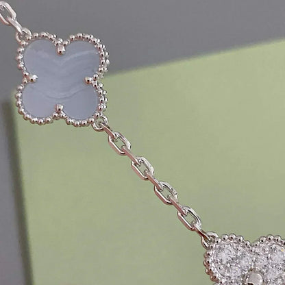 [Radiant Gem]New  CLOVER 5 MOTIF PURPLE CHALCEDONY BRACELET COLLECTION