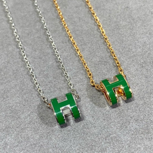 [Radiant Gem]¯POP H GREEN NECKLACE SILVER AND GOLD