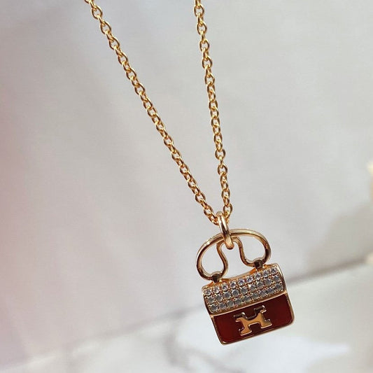 [Radiant Gem]¯CONSTANCE RED PEDANT PINK GOLD NECKLACE