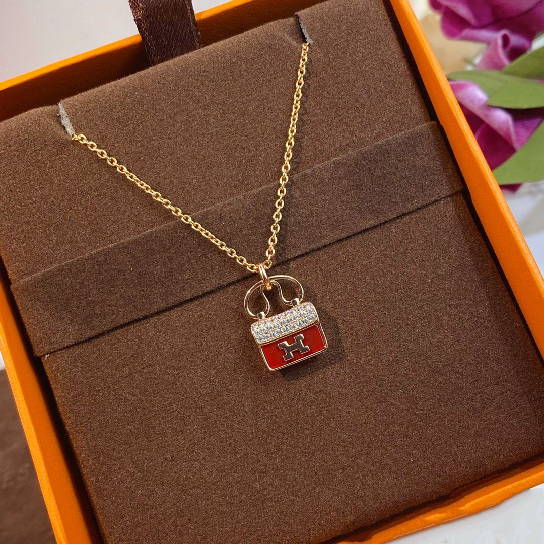 [Radiant Gem]¯CONSTANCE RED PEDANT PINK GOLD NECKLACE