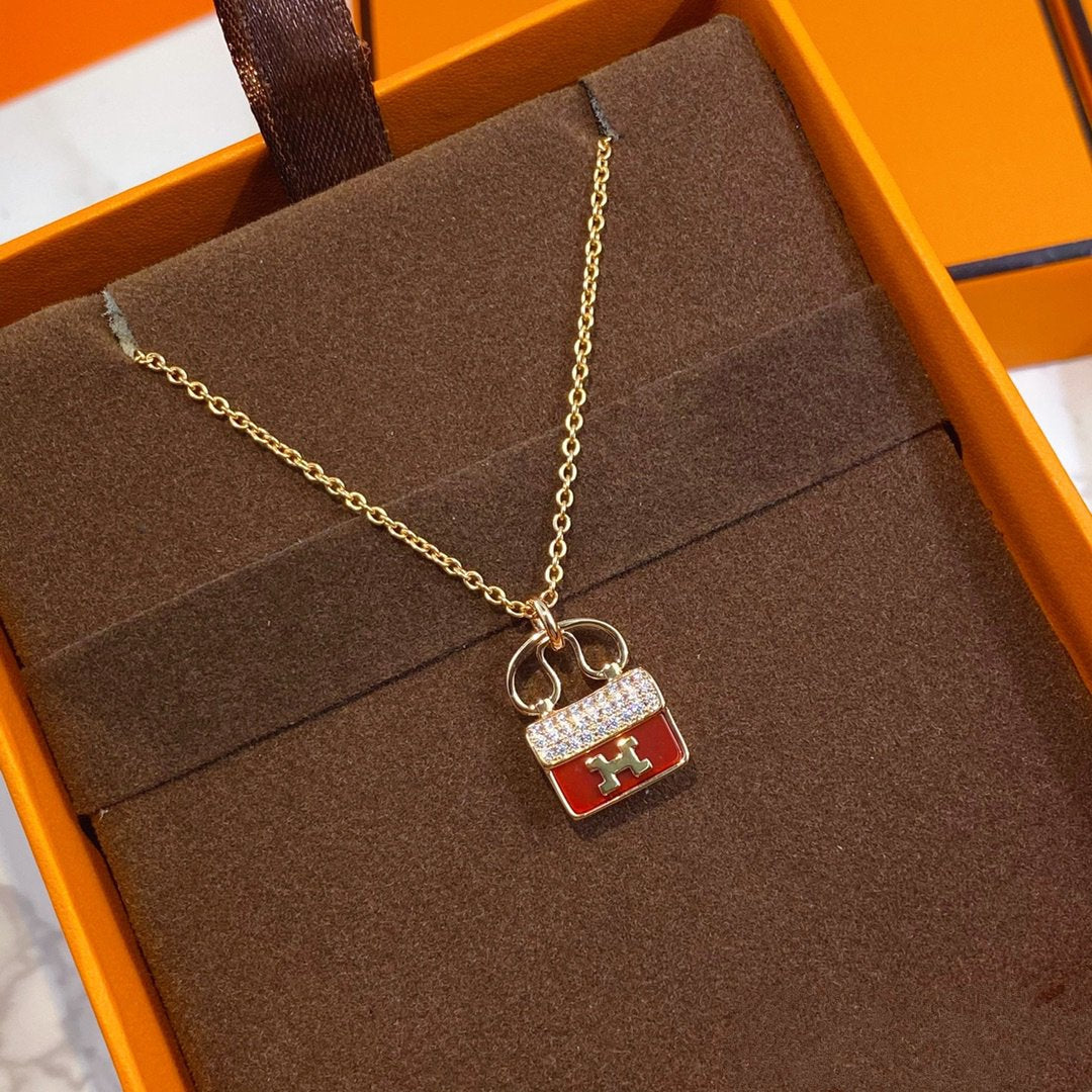 [Radiant Gem]¯CONSTANCE RED PEDANT PINK GOLD NECKLACE