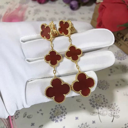[Radiant Gem]¯CLOVER 3 MOTIF CARNELIAN DROP EARRINGS