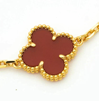 [Radiant Gem]New  CLOVER 5 MOTIF RED CORNELIAN BRACELET COLLECTION