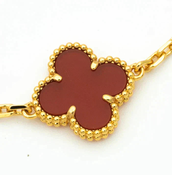 [Radiant Gem]New  CLOVER 5 MOTIF RED CORNELIAN BRACELET COLLECTION