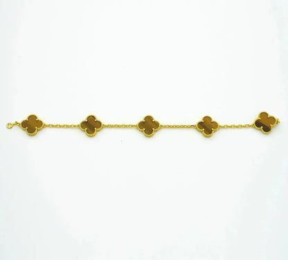 [Radiant Gem]New  CLOVER 5 MOTIFS TIGER EYE BRACELET COLLECTION