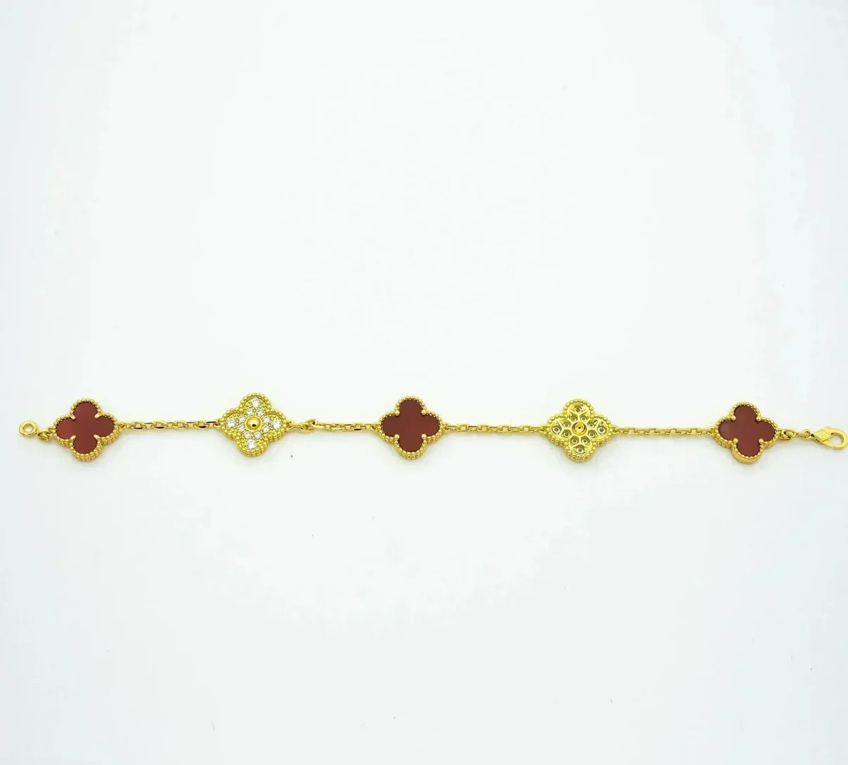 [Radiant Gem]New  CLOVER 5 MOTIF RED CORNELIAN BRACELET COLLECTION