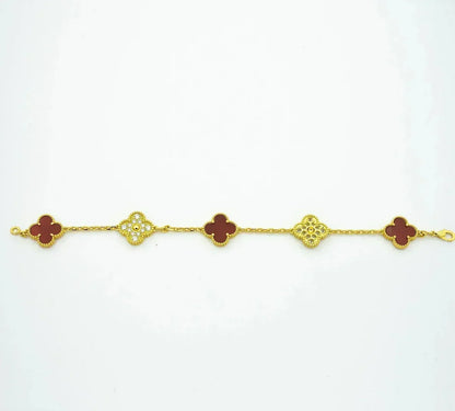 [Radiant Gem]New  CLOVER 5 MOTIF RED CORNELIAN BRACELET COLLECTION