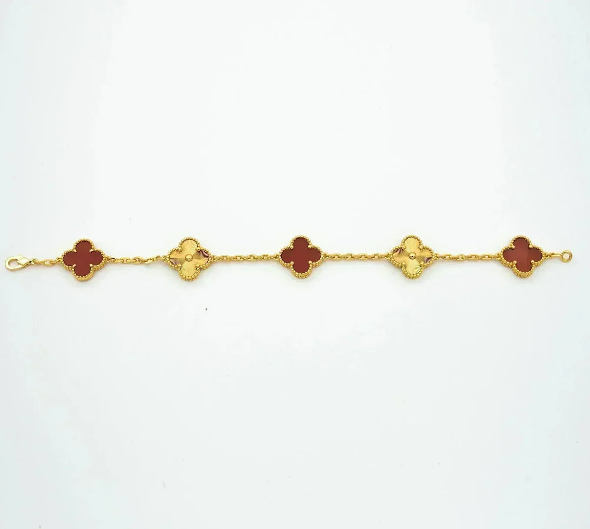 [Radiant Gem]New  CLOVER 5 MOTIF RED CORNELIAN BRACELET COLLECTION