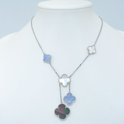 [Radiant Gem]¯CLOVER MOP CHALCEDONY NECKLACE SILVER 6 MOTIF
