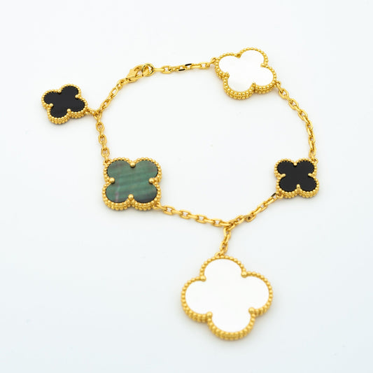 [Radiant Gem]¯CLOVER BRACELET 5 MOTIFS ONYX MOP