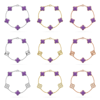 [Radiant Gem]New CLOVER 5 MOTIF LIGHT PURPLE BRACELET COLLECTION