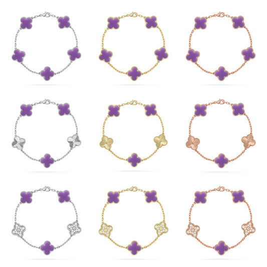 [Radiant Gem]New CLOVER 5 MOTIF LIGHT PURPLE BRACELET COLLECTION