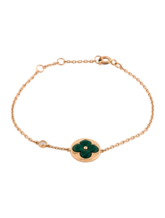 [Radiant Gem]¯SUN MALACHITE 1 DIAMOND PINK GOLD BRACELET