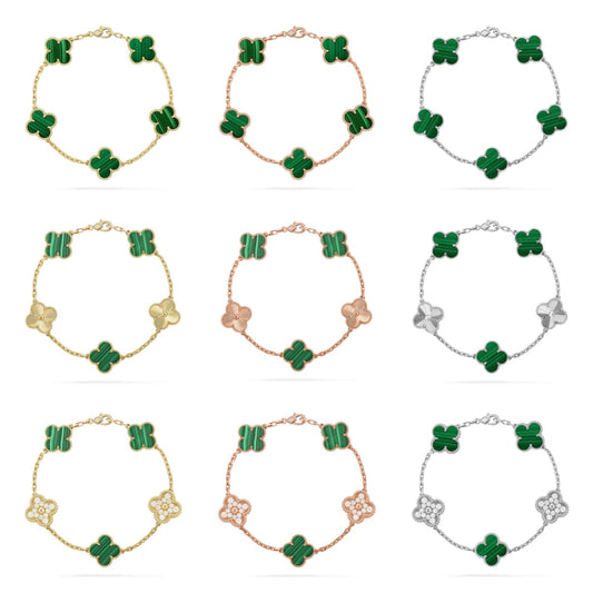 [Radiant Gem]New  CLOVER 5 MOTIF MALACHITE BRACELET COLLECTION