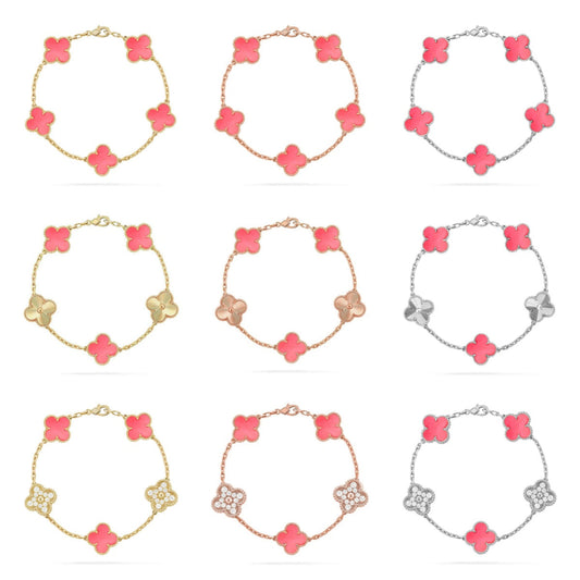 [Radiant Gem]New  CLOVER 5 MOTIFS  PINK MOP BRACELET COLLECTION