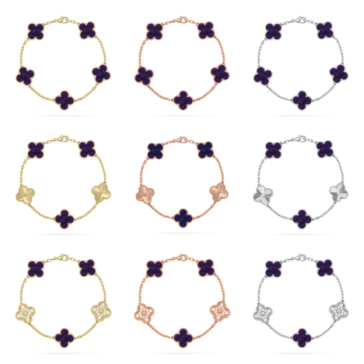 [Radiant Gem]New CLOVER 5 MOTIF PURPLE STRIPES BRACELET COLLECTION