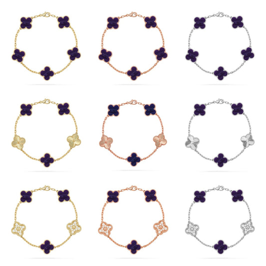 [Radiant Gem]New CLOVER 5 MOTIF PURPLE STRIPES BRACELET COLLECTION