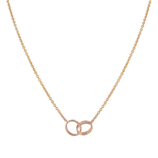 [Radiant Gem]¯LOVE NECKLACE DOUBLE RING PINK GOLD