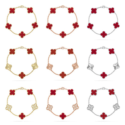 [Radiant Gem]New  CLOVER 5 MOTIF RED CORNELIAN BRACELET COLLECTION