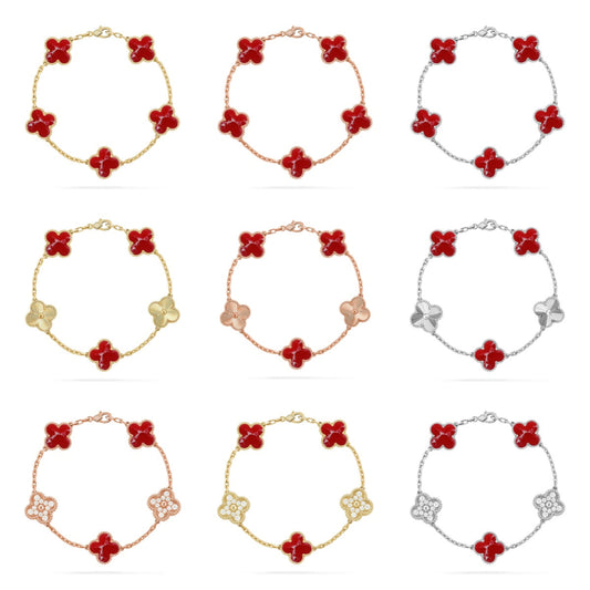 [Radiant Gem]New CLOVER 5 MOTIF RED PATTERN BRACELET COLLECTION