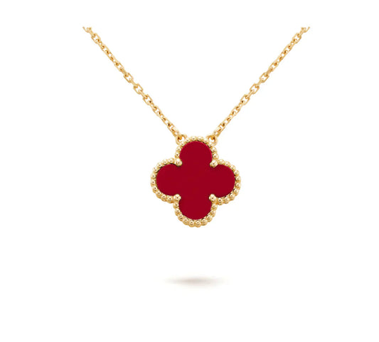 [Radiant Gem]¯CLOVER 15MM CARNELIAN SINGLE FLOWER NECKLACE
