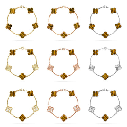 [Radiant Gem]New  CLOVER 5 MOTIFS TIGER EYE BRACELET COLLECTION