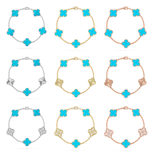 [Radiant Gem]New  CLOVER 5 MOTIF TURQUOISE BRACELET COLLECTION