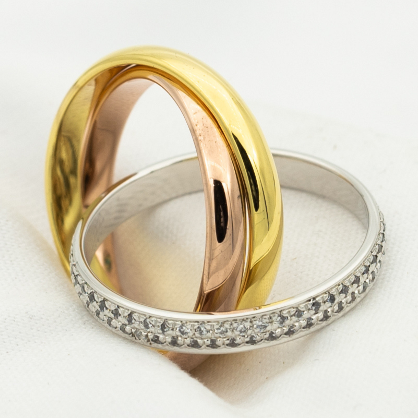 [Radiant Gem]¯TRINITY RING GOLD PINK GOLD SILVER DIAMONDS