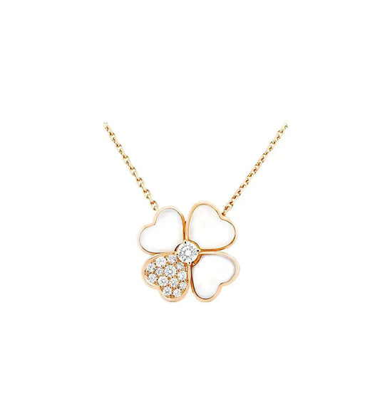 [Radiant Gem]¯CLOVER MOP DIAMOND ROSE GOLD NECKLACE