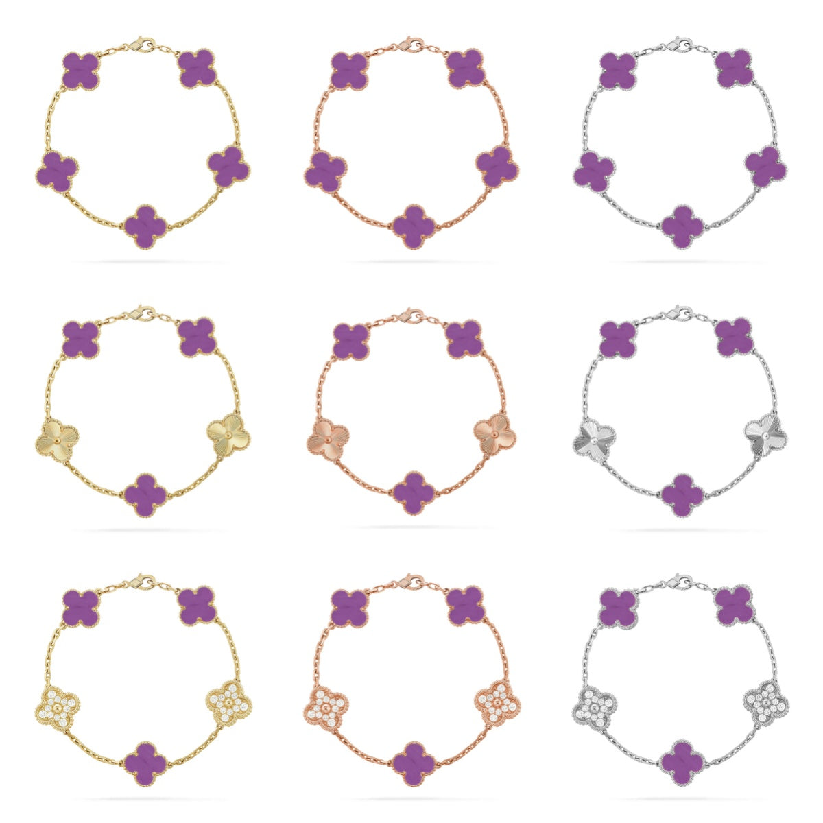 [Radiant Gem]New  CLOVER 5 MOTIF VIOLET BRACELET COLLECTION