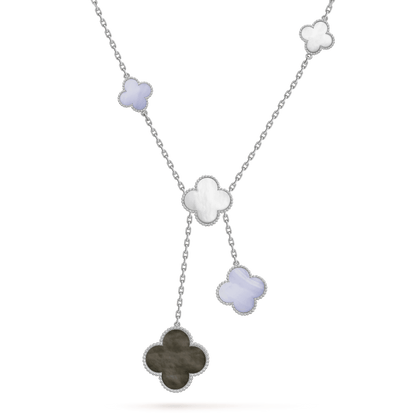 [Radiant Gem]¯CLOVER MOP CHALCEDONY NECKLACE SILVER 6 MOTIF