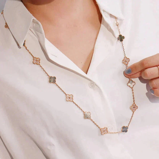 [Radiant Gem]¯CLOVER 20 MOTIFS DARK MOP DIAMOND  NECKLACE