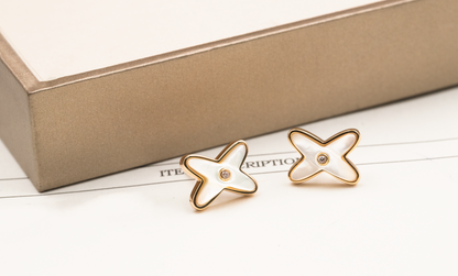 [Radiant Gem]¯JEUX DE WHITE MOP PINK GOLD DIAMOND EARRINGS