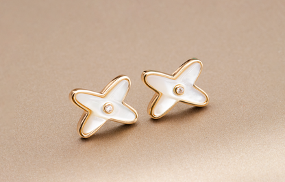 [Radiant Gem]¯JEUX DE WHITE MOP PINK GOLD DIAMOND EARRINGS