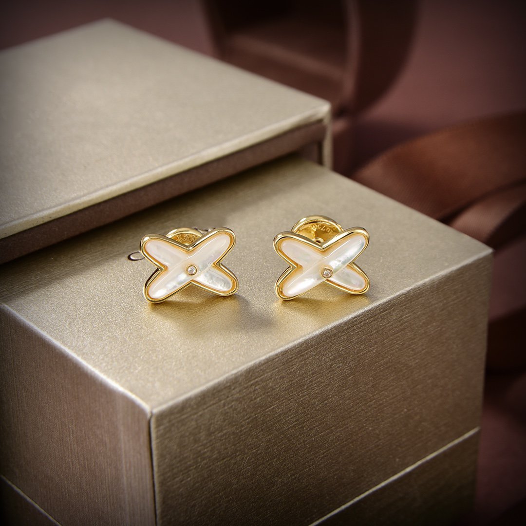 [Radiant Gem]¯JEUX DE WHITE MOP GOLD DIAMOND EARRINGS