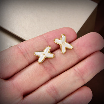 [Radiant Gem]¯JEUX DE WHITE MOP GOLD DIAMOND EARRINGS