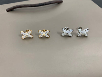 [Radiant Gem]¯JEUX DE WHITE MOP SILVER DIAMOND EARRINGS