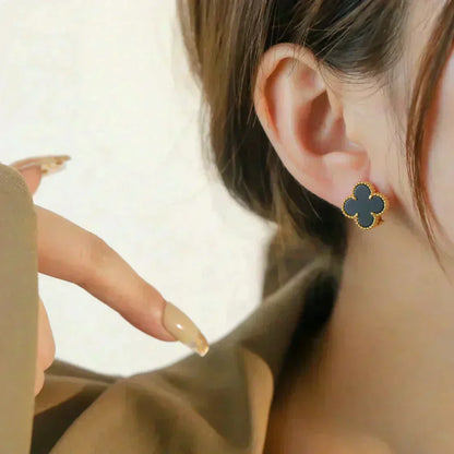 [Radiant Gem]¯CLOVER MEDIUM 1 MOTIFS  ONYX STUD EARRINGS
