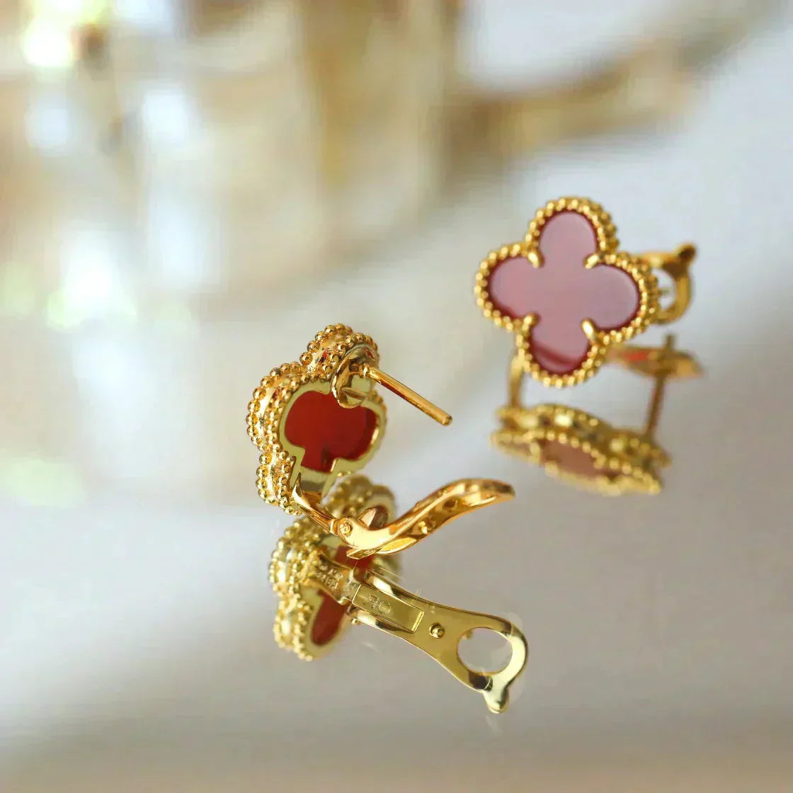 [Radiant Gem]¯CLOVER MEDIUM 1 MOTIFS CARNELIAN  EARRINGS