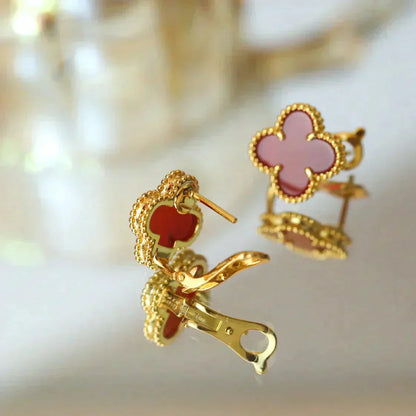 [Radiant Gem]¯CLOVER MEDIUM 1 MOTIFS CARNELIAN  EARRINGS