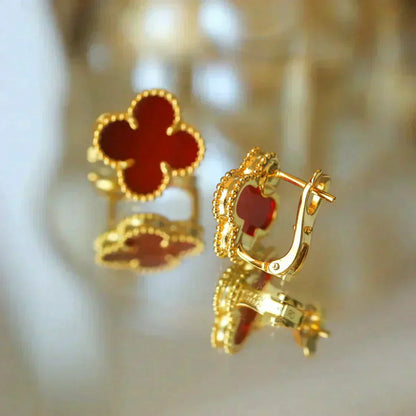 [Radiant Gem]¯CLOVER MEDIUM 1 MOTIFS CARNELIAN  EARRINGS