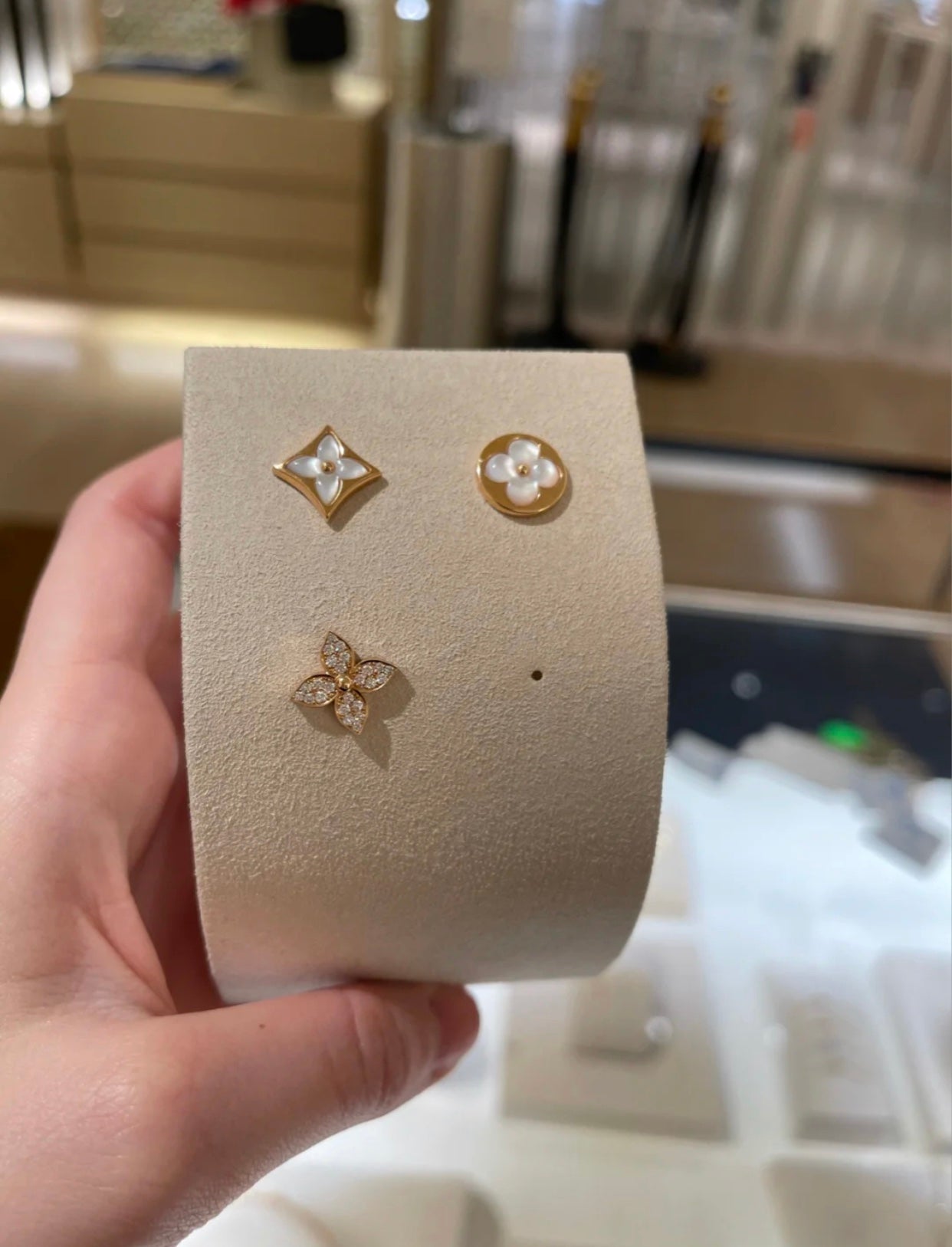 [Radiant Gem]¯STAR BLOSSOM STUD EARRINGS PINK GOLD DIAMONDS