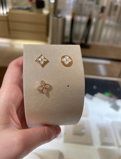 [Radiant Gem]¯STAR BLOSSOM STUD EARRINGS PINK GOLD DIAMONDS