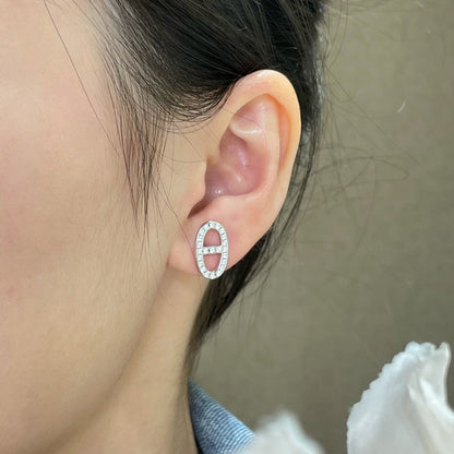 [Radiant Gem]¯HM FULL DIAMOND PIG NOSE STUD EARRINGS