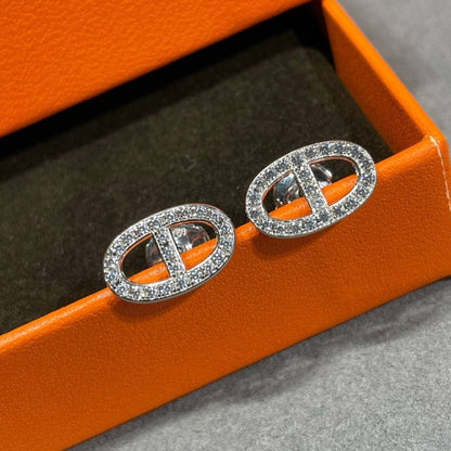 [Radiant Gem]¯HM FULL DIAMOND PIG NOSE STUD EARRINGS