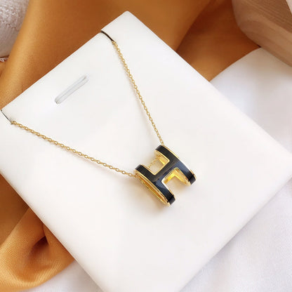 [Radiant Gem]¯HM CLIC BLACK ENAMEL GOLD NECKLACE