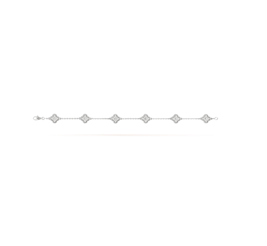 [Radiant Gem]¯CLOVER 6 MOTIF SILVER DIAMOND BRACELET